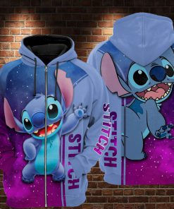 Stitch galaxy all over printed zip hoodie 1