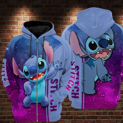 Stitch galaxy all over printed zip hoodie 1