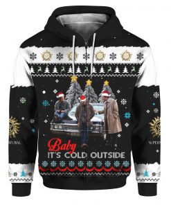 Supernatural baby it's cold outside ugly christmas zip hoodie