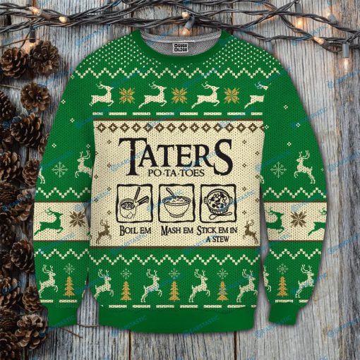 Taters po-ta-toes recipe lord of the rings ugly christmas sweatshirt 3