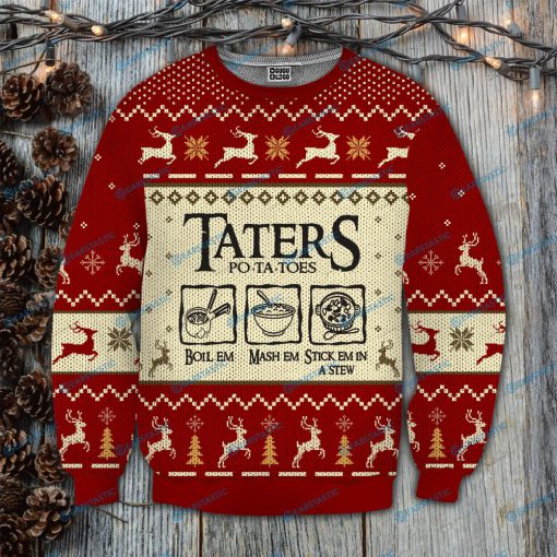 Taters po-ta-toes recipe lord of the rings ugly christmas sweatshirt 4
