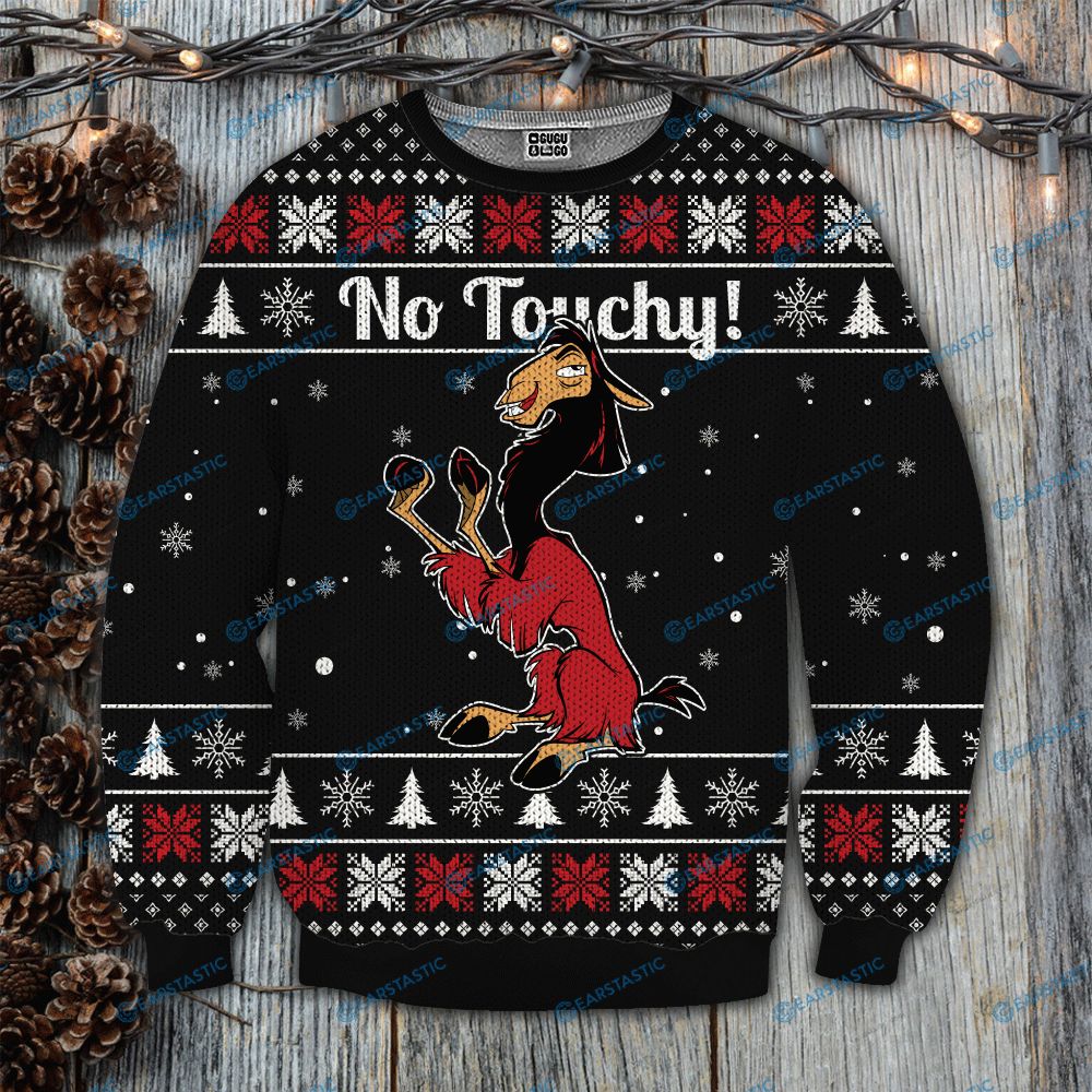 The emperor's new groove no touchy ugly christmas sweater 1