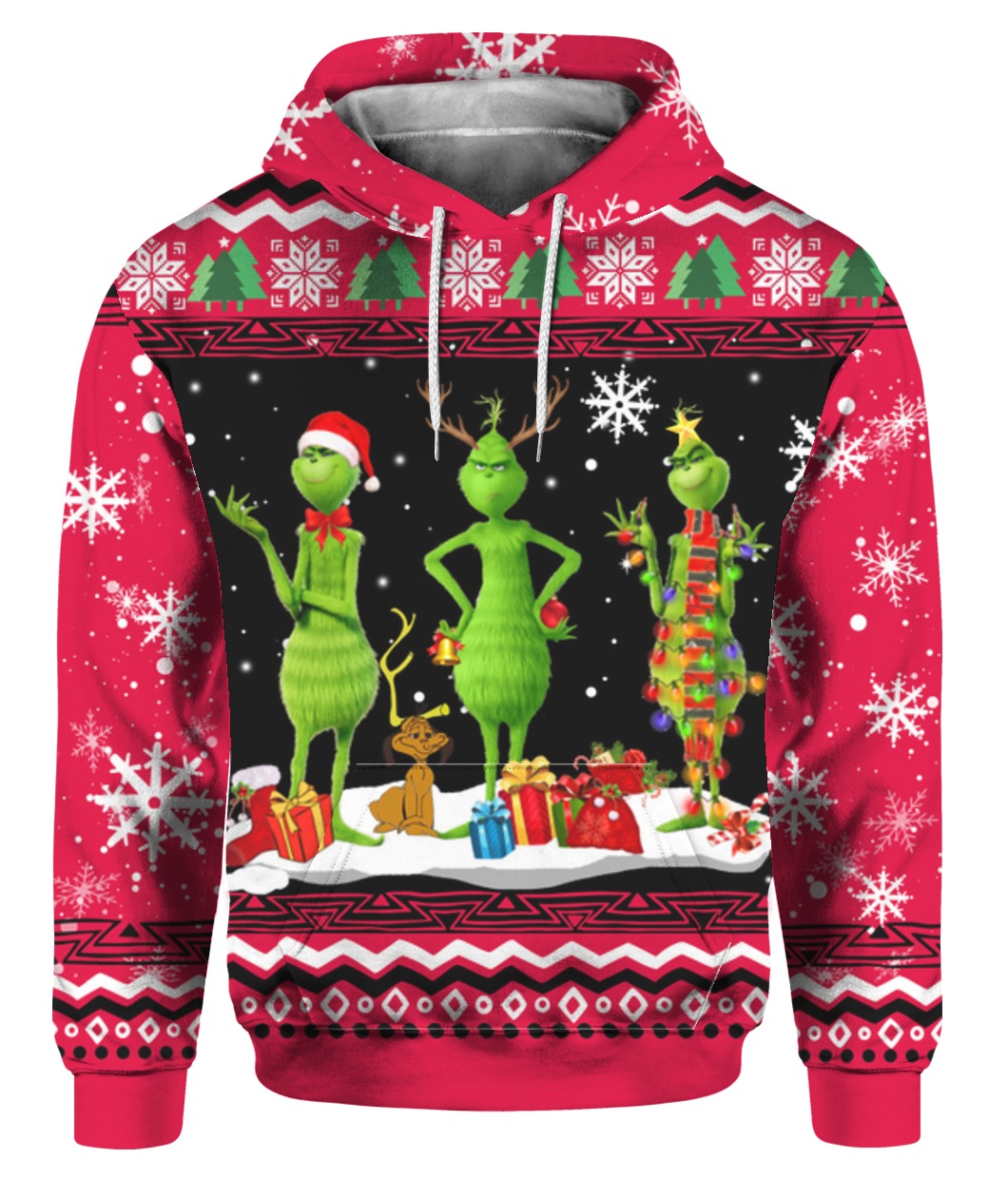 The grinch full printing ugly christmas hoodie 1