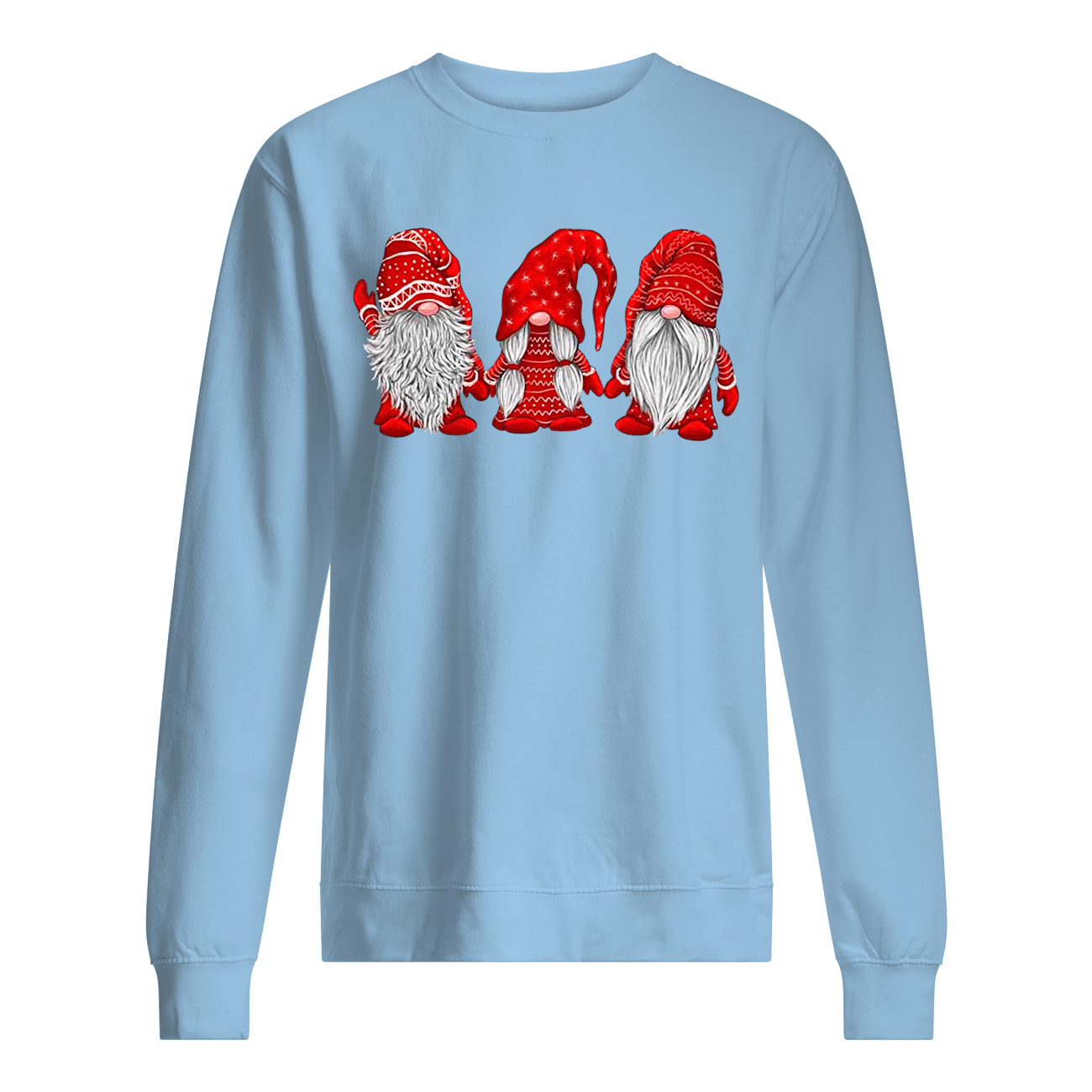 Three gnomes in red costume christmas sweatshirt