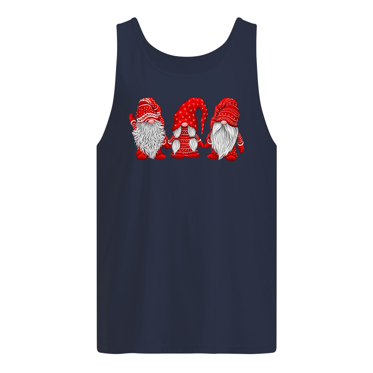 Three gnomes in red costume christmas tank top