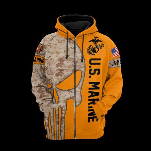 US marine corps the punisher all over print zip hoodie