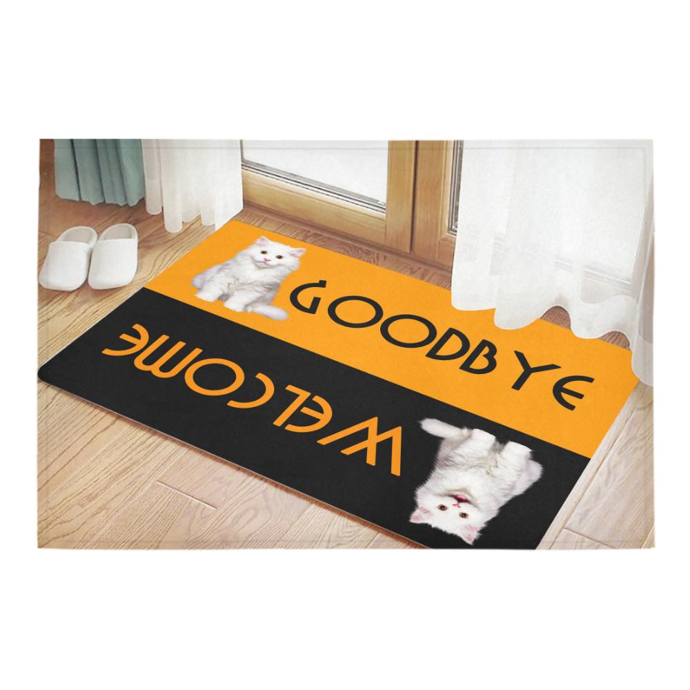 Welcome goodbye cute cat doormat 1