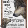 Wolf to my daughter never forget that i love you blanket