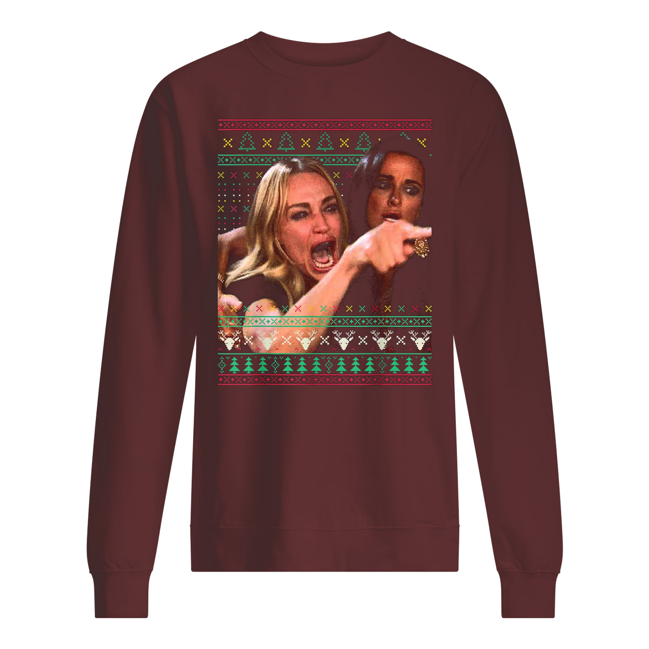 Woman yelling at cat meme ugly christmas sweatshirt