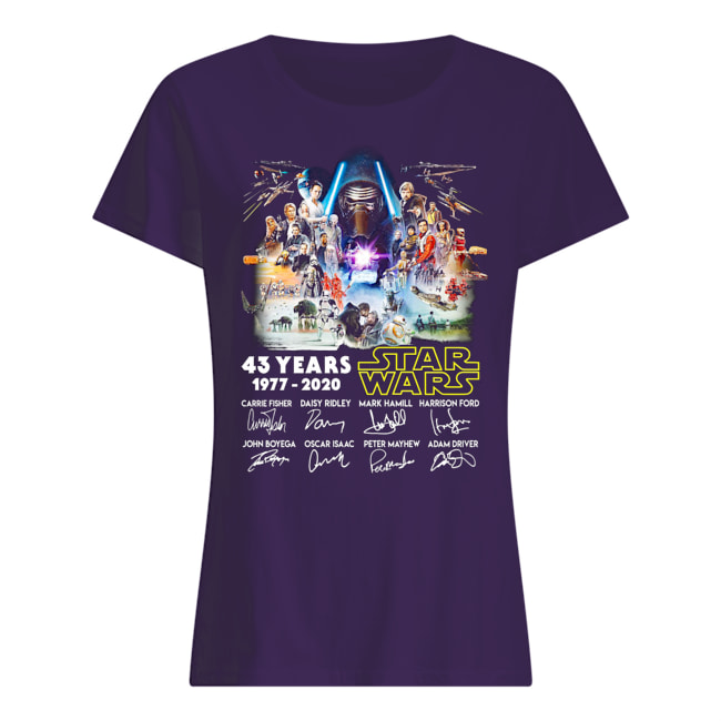 43 years of star wars 1977 2020 signature thank you for the memories womens shirt