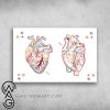 Anatomical heart painting watercolor painting of human heart poster