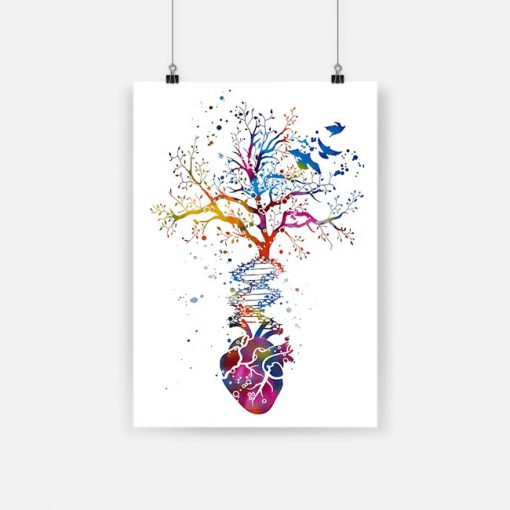 Anatomy of human heart dna tree colorful heart poster 1