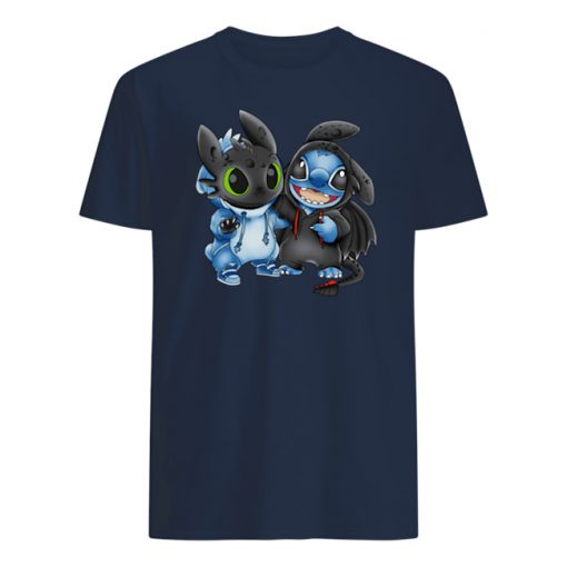 Baby stitch and baby toothless mens shirt