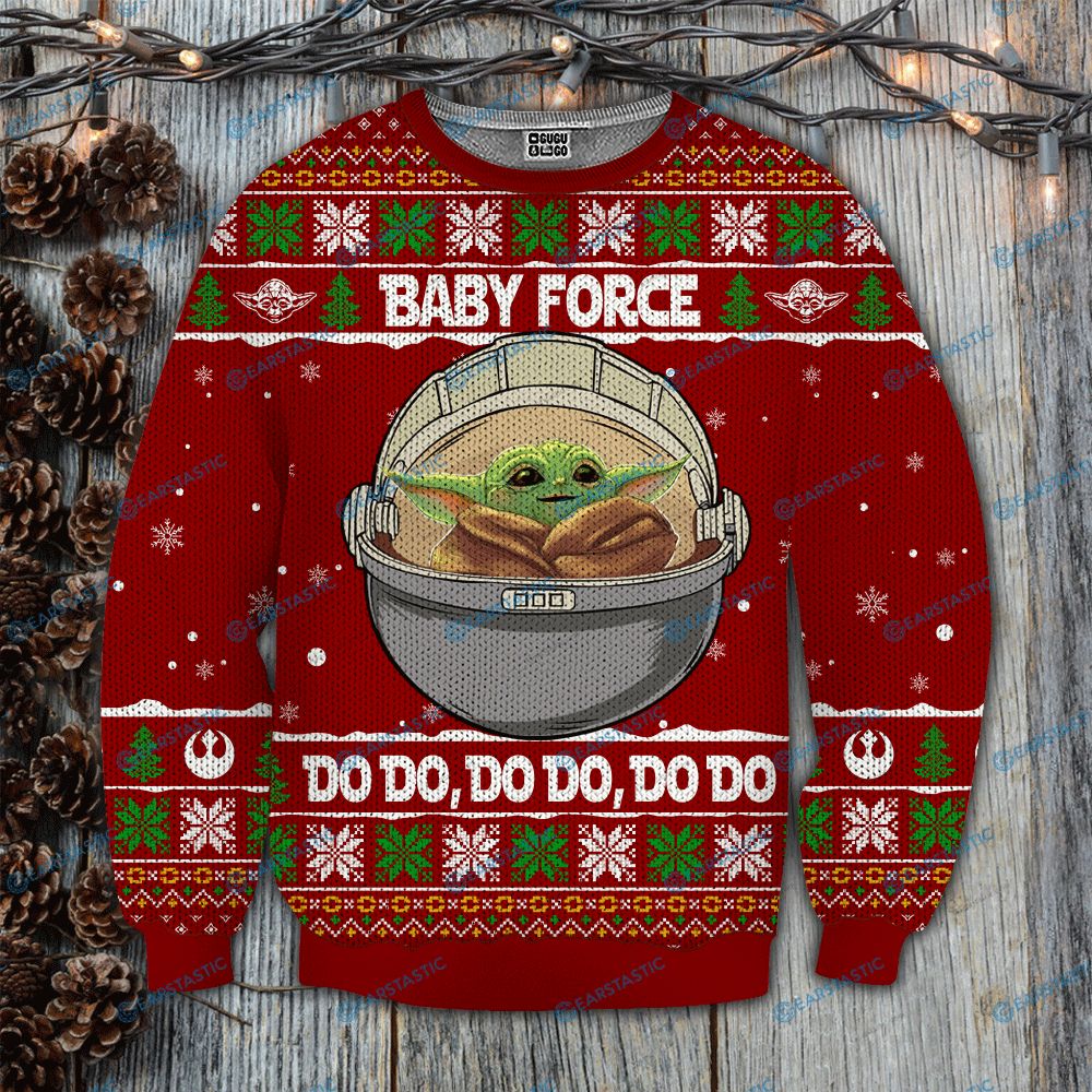 Baby yoda baby force do do full printing ugly christmas sweater 4