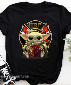 Baby yoda hug firefighter shirt
