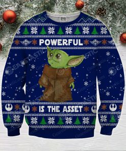 Baby yoda powerful is the asset ugly christmas sweater 2