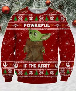 Baby yoda powerful is the asset ugly christmas sweater