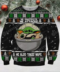 Baby yoda star wars full printing ugly christmas sweater 1
