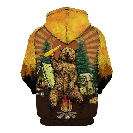 Bear beer because no great camping story with a salad all over printed hoodie 1