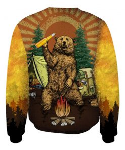 Bear beer because no great camping story with a salad all over printed sweatshirt 1