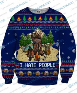 Bear beer camping i hate people full printing ugly christmas sweater 1