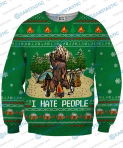 Bear beer camping i hate people full printing ugly christmas sweater 2
