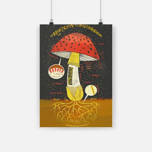 Beautiful mushrooms for life the anatomy of a mushroom poster 1