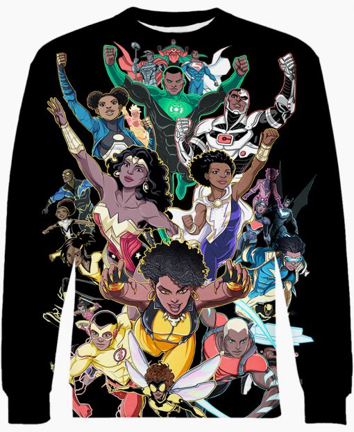 Black women and men superheroes all over print sweatshirt