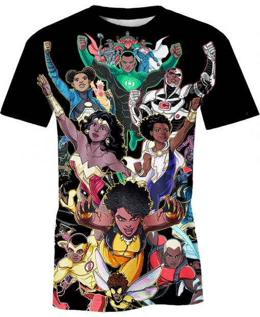Black women and men superheroes all over print tshirt