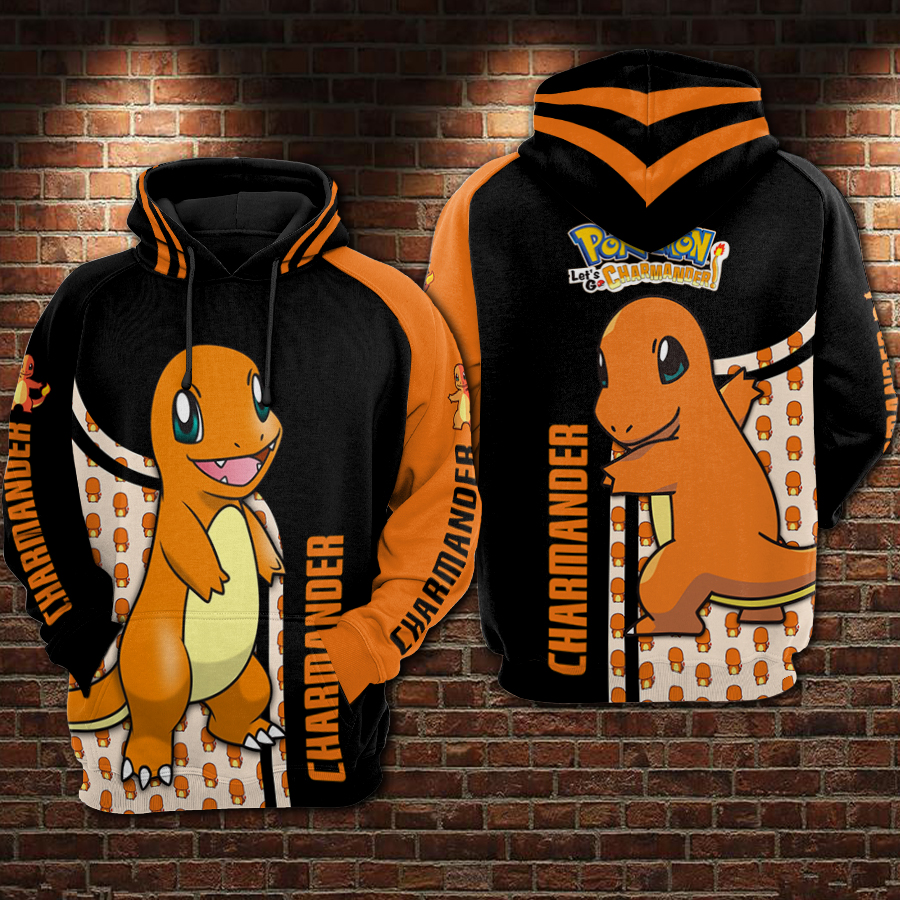 Charmander pokemon all over printed hoodie