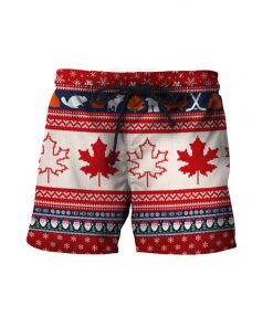 Christmas canada maple leaf full printing ugly christmas shorts