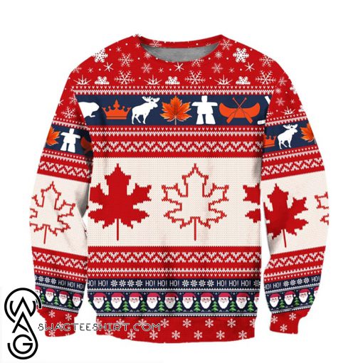 Christmas canada maple leaf full printing ugly christmas sweater