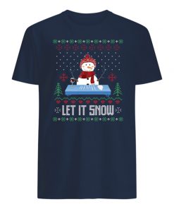 Christmas let it snow snowman doing cocaine mens shirt