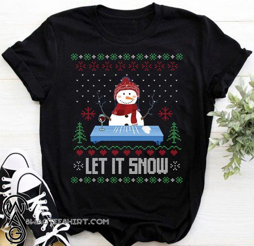 Christmas let it snow snowman doing cocaine ugly holidays shirt