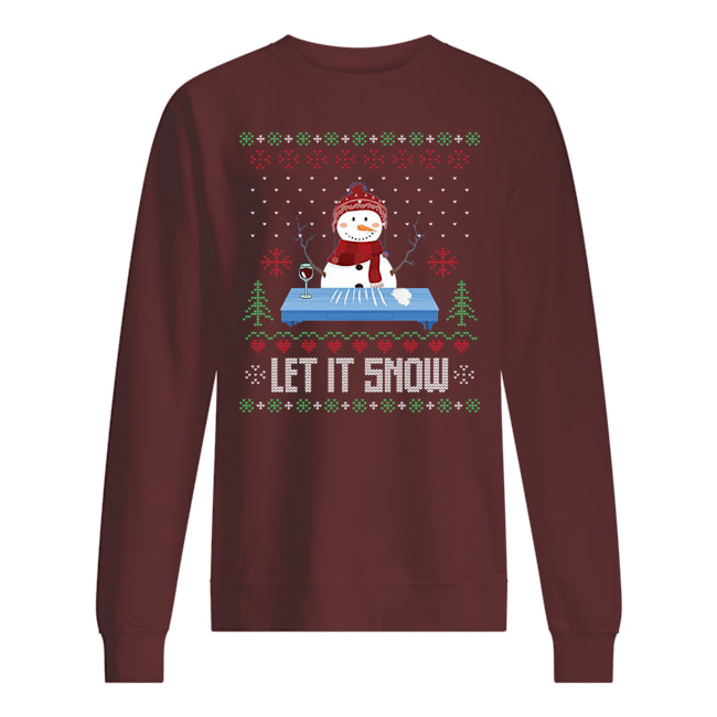 Christmas let it snow snowman doing cocaine ugly holidays sweatshirt