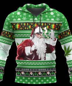 Christmas santa marijuana full printing ugly christmas hoodie