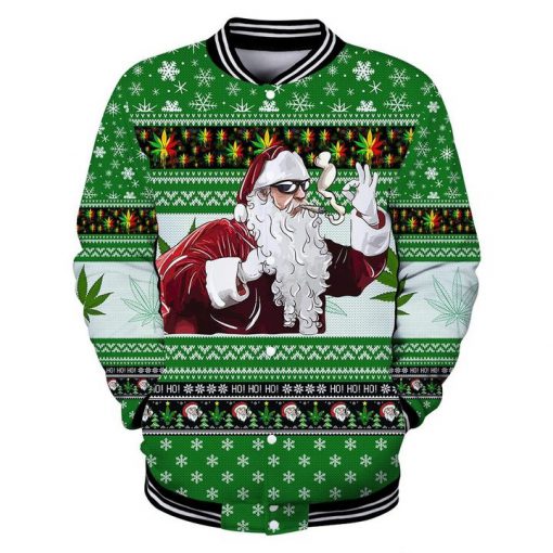 Christmas santa marijuana full printing ugly christmas jacket