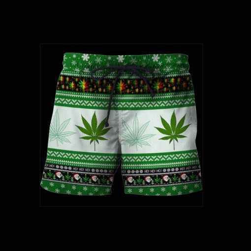 Christmas santa marijuana full printing ugly christmas shorts