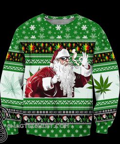 Christmas santa marijuana full printing ugly christmas sweater