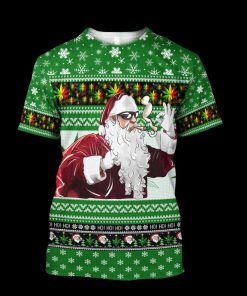 Christmas santa marijuana full printing ugly christmas tshirt