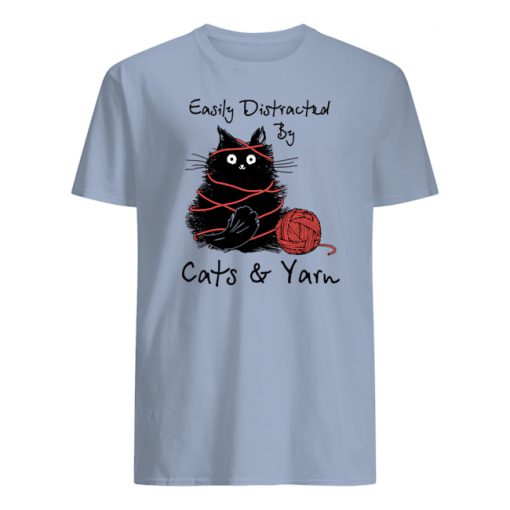 Easily distracted by cats and yarn mens shirt