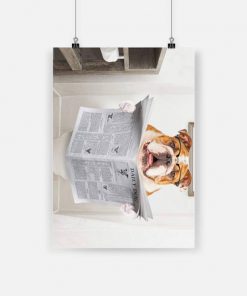 English bulldog read newspaper daily dog poster 1