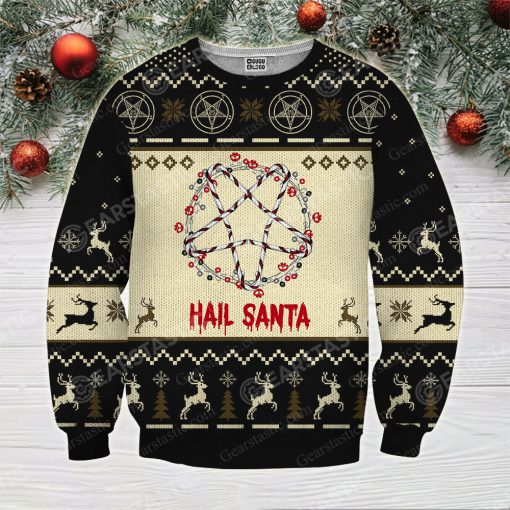Hail santa full printing ugly christmas sweater 1