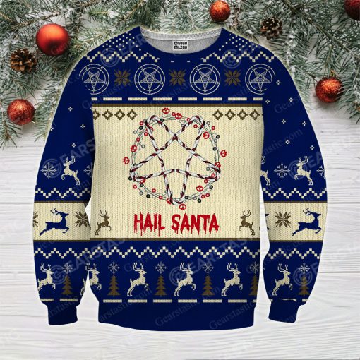Hail santa full printing ugly christmas sweater 2