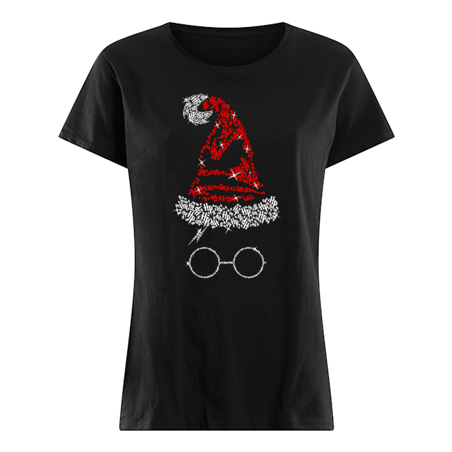 Harry potter hat glitter christmas womens shirt