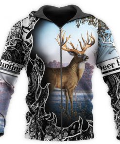 Hunting deer hunter all over printed zip hoodie
