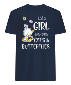 Just a girl who loves cats and butterflies mens shirt
