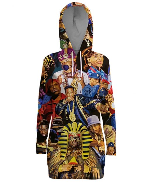 Legends of hiphop full printing hooded dress