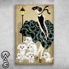 Maltese lady beautiful stylist girl with funny white maltese poster