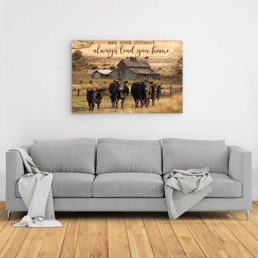 May your journey always lead you home cow canvas 1